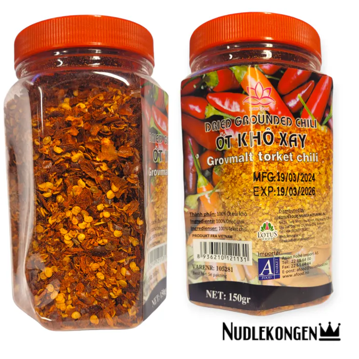 GROVMALT TØRKET CHILI - 150 GR